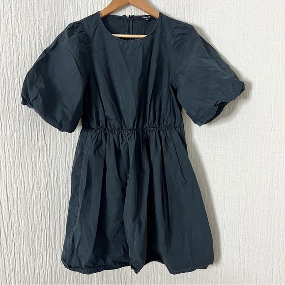 Madewell Poplin Crewneck Bubble-Sleeve Mini Dress 2 - Picture 4 of 7